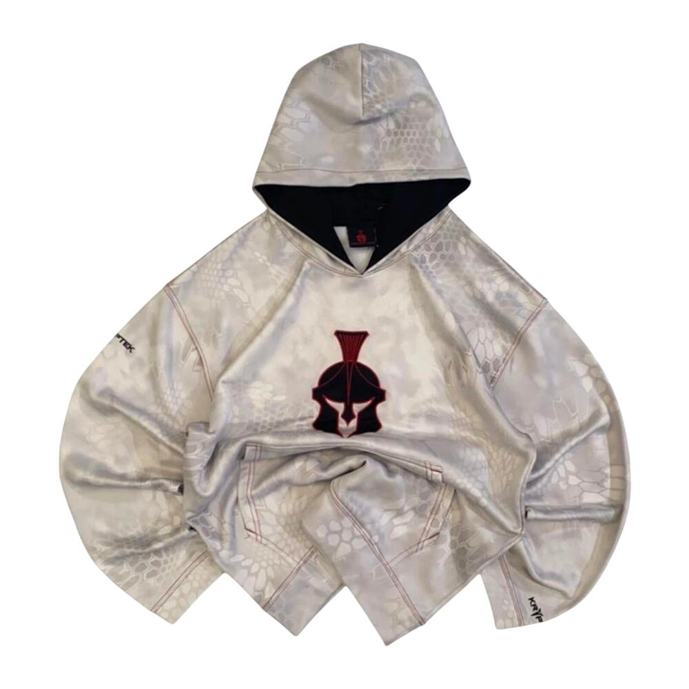 Krytek Men's Baggy Camo Tint Y2K Hoodie White M